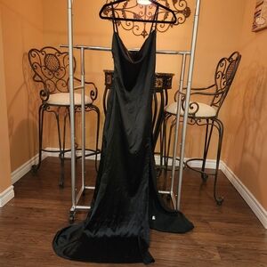 Black Satin Gown, O/S